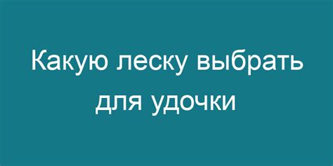 Какую леску выбрать для удочки - Всё о рыбалке