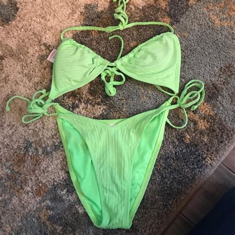 Adorable Neon Green Bikini Color Is Faded Slightly Depop