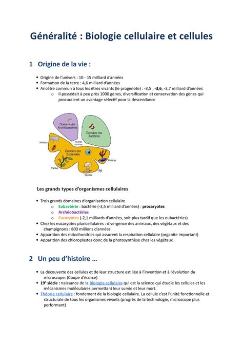 G N Ralit Biologie Cellulaire Et Cellules G N Ralit Biologie