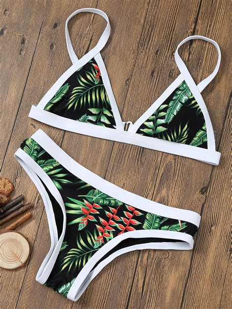 34 OFF Tropical Printed Bikini Set Rosegal