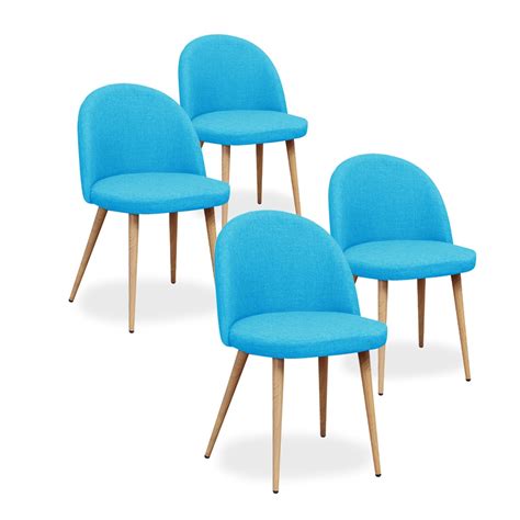 Lot De Chaises Scandinaves Cecilia Tissu Bleu