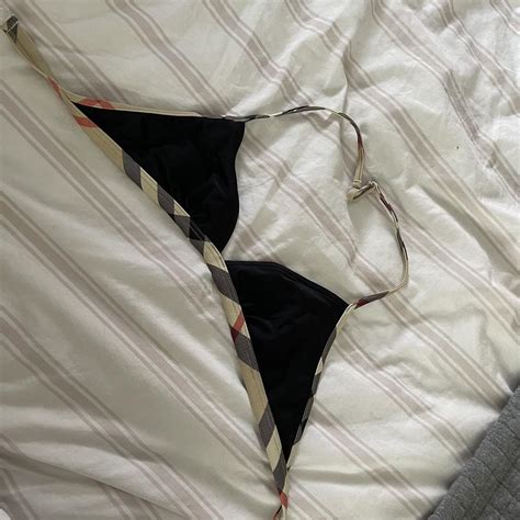 Burberry Bikini Top Black With Classic Print Depop