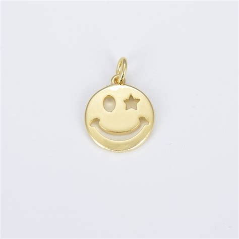 Smiley Face Necklace 18K Gold Filled Gold Smile Face Etsy