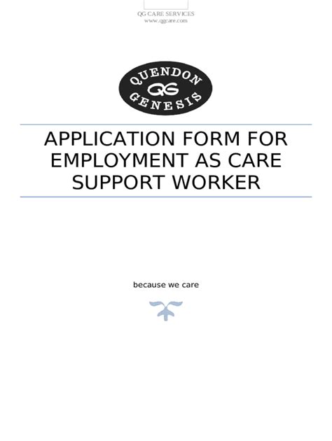 Caregiver Job Application Templatejotsupport Worker Job Description
