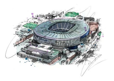 Tottenham Hotspur Stadium Art Print Illustration Drawing Etsy