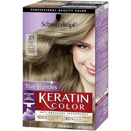 Amazon Schwarzkopf Keratin Color Permanent Hair Color Cream Dark Ash Blonde Kit