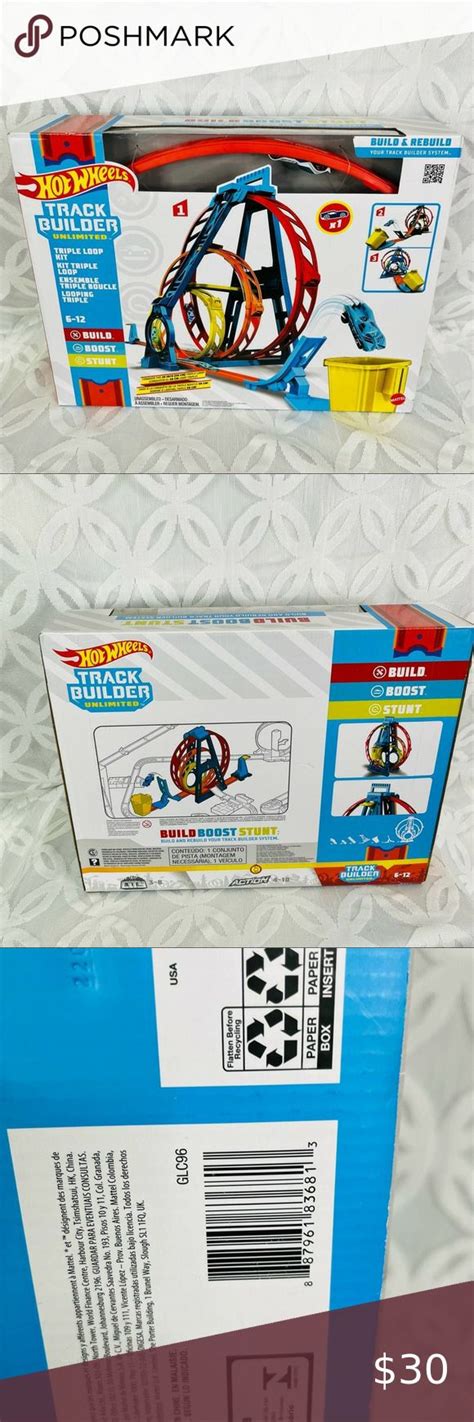 Mattel Hot Wheels Track Builder Unlimited Triple Loop Kit Multi Color GLC96
