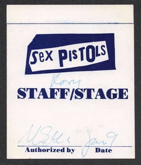 Sex Pistols Unused 1977 US Tour Staff Stage Backstage Pass Signed By Road Manager