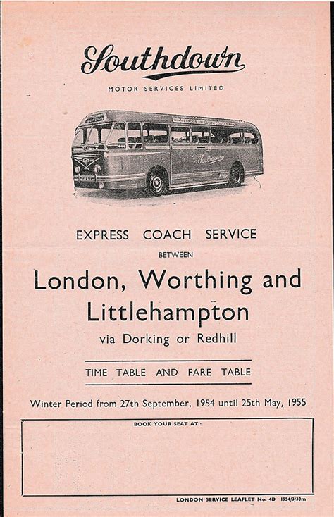 Southdown Motor Services Bus Timetables 14 And Fares Tables 6