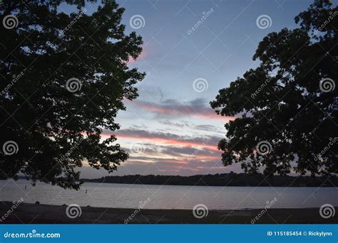 Sunset At Marina Park At Lake Worth In Fort Worth Texas Stock Photo