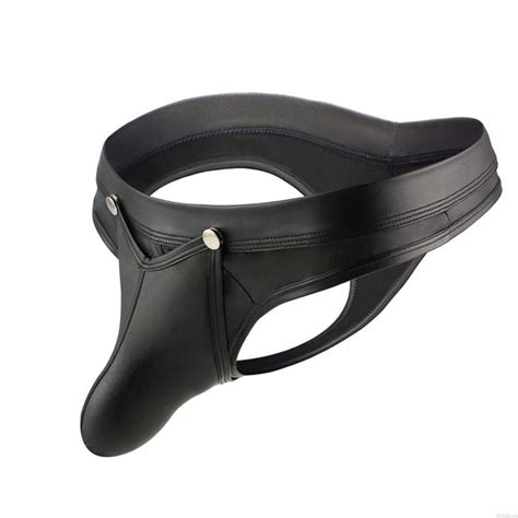 Lingerie sexy pour hommes en forme de pénis en cuir noir Lingerie Pour Hommes ByGoods