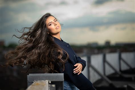 Desktop Wallpapers Brunette Girl Bokeh Hair Female Glance Suit