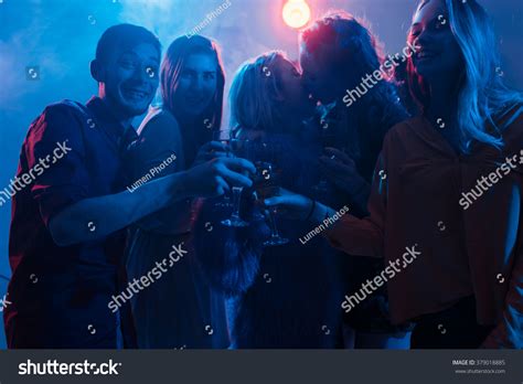 Friends Partying Nightclub Lesbian Kiss Stock Photo Shutterstock