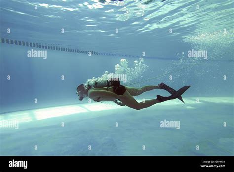 Diver In Swimming Pool Scuba Dive Swimming Pool Underwater Underwater