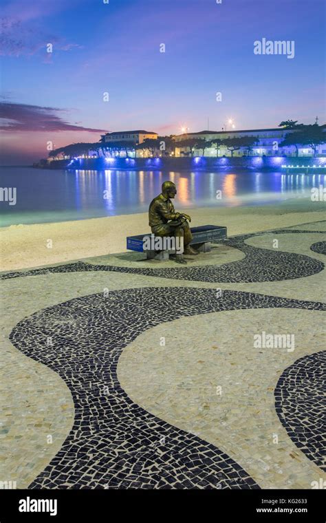 Brazilian poet Carlos Drummond de Andrade statue at Copacabana beach ...