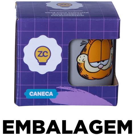 Mini Caneca Gato Garfield Cinza Café Expresso Empilhável Cerâmica 100ML