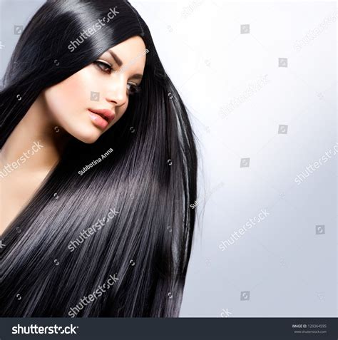 Hair Beautiful Brunette Girl Healthy Long Stock Photo 129364595 Shutterstock