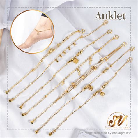 K Gold Plated Gelang Kaki Emas Korea Anklet Ring Bell Cangkuk S Gold