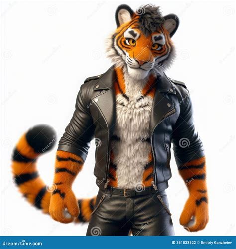 Powerful Tiger in Punk Fashion Stock Illustration - Illustration of