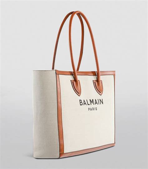 Balmain Neutrals Canvas B Army Tote Bag Harrods UK