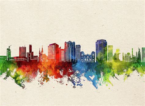 Birmingham Alabama Skyline Watercolor 2 Digital Art by Bekim M