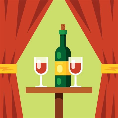 Uma Garrafa De Vinho Na Mesa Ilustrador De Comida Vetor Premium