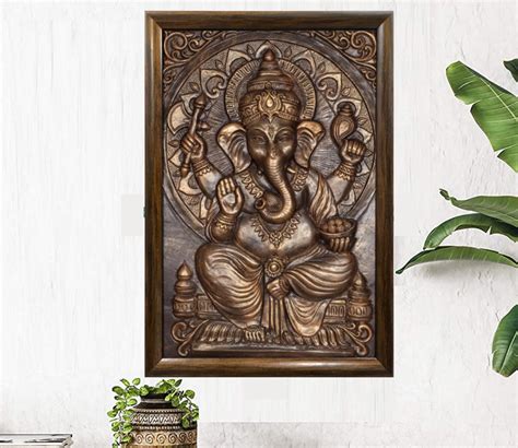 Buy Ganesha Relief Mural Bronze Online In India At Best Price Modern