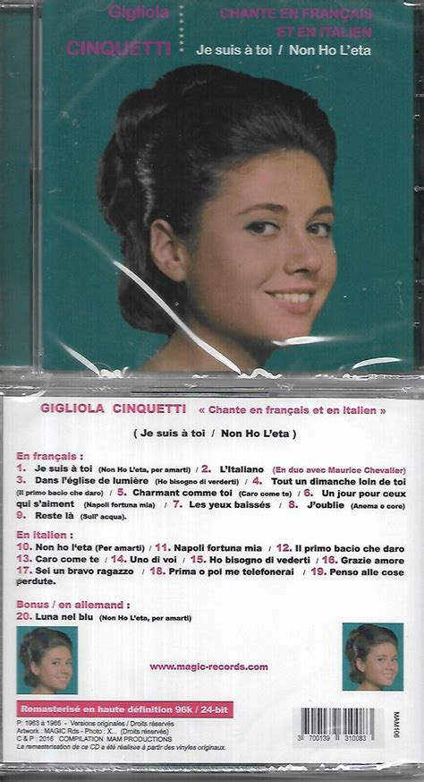 CD GIGLIOLA CINQUETTI CHANTE EN FRANCAIS ET ITALIEN 20T NON HO L ETA