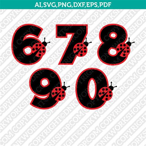 Ladybug Numbers Svg Cut File Cricut Vector Sticker Decal Dxf Png Eps