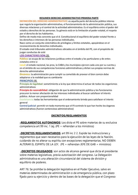 Resumen Da Primera Parte Resumen Derecho Administrativo Primera Parte