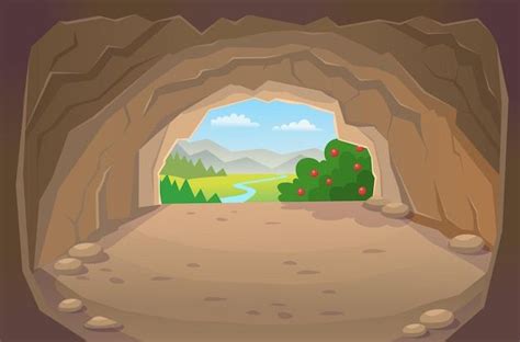 Cave Exit Illustration In Multicolor Style For Games