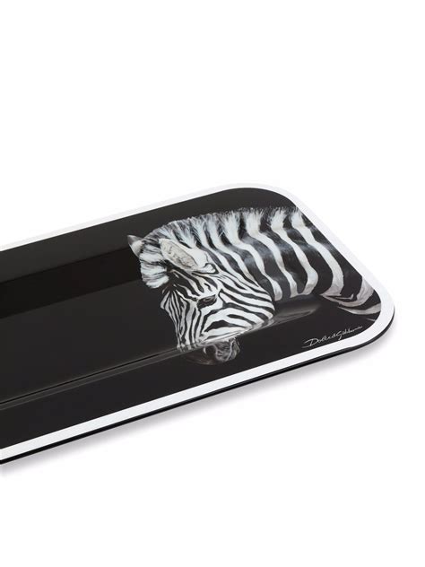 Dolce And Gabbana Small Zebra Print Wood Tray Black Farfetch