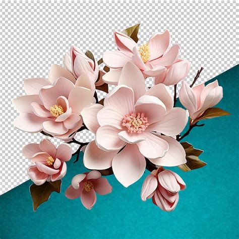 Premium PSD Psd Pink Flowers With Leaves On Transparent Background