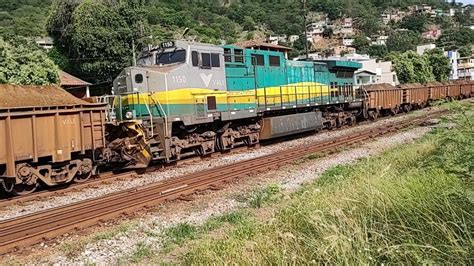 Trem Cargueiro De Min Rio De Ferro Da Vale Descendo Lotado Tracionado