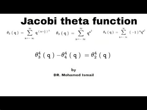 lec  jacobi theta function jacobi identity  jacobi theta function