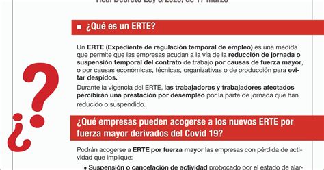 Sección Sindical De Ccoo En Gpex Información útil Sobre Los Erte Expediente De Regulación