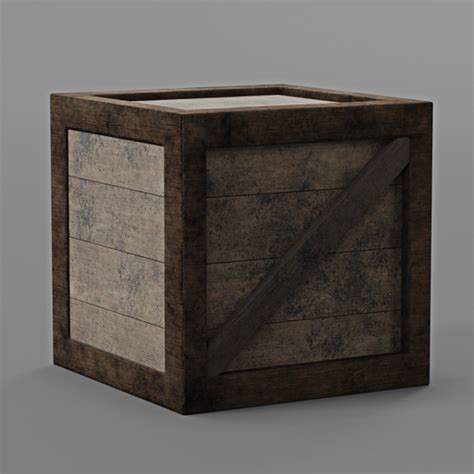 blenderkit   wooden box model