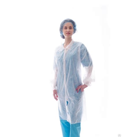 Халат для посетителей одноразовый на кнопках - Спец-Эль