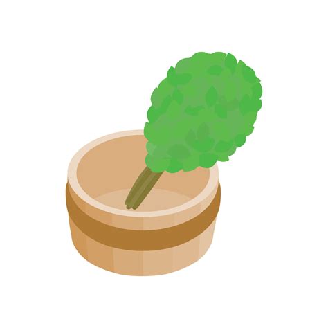 Russian bath tub and broom isometric 3d icon 14193090 Vector Art at
