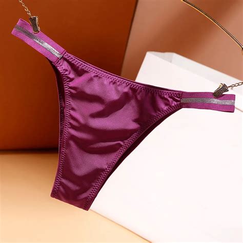 Women Sexy Silky Panties Thin Thong Ice Silk Underwear Shiny Belt Low Rise Bikini Lingerie Girls