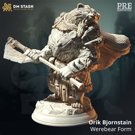 Viking Barbarian Berserker Werebear Dnd Miniature Etsy