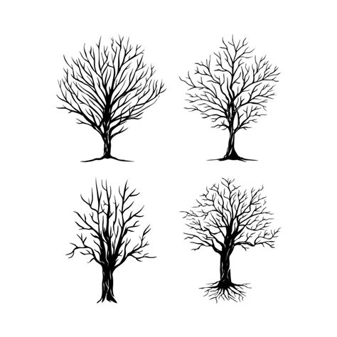 árbol con ramas secas vector silueta conjunto 14468297 Vector en Vecteezy