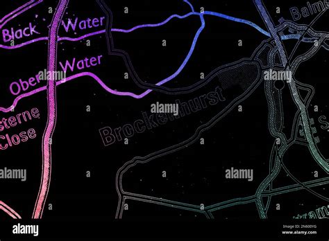 brockenhurst village hampshire united kingdom atlas map town  watercolour stock photo