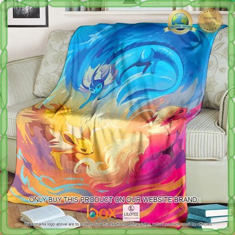 Hot Fleece Blanket Eevee Evolution Illustration Custom Pokemon Boxbox