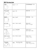 D Geometry Shapes Formula Sheet Area And Perimeter By Justin Time