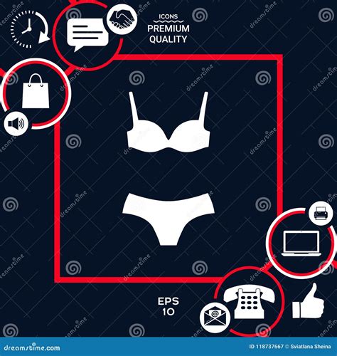 Set Of Lingerie Or Swimsuit Two Piece Bikini The Silhouette Menu Item In The Web Design Stock