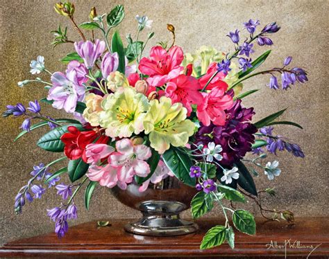 Still Life Of Flowers In A Vase On A Table Jigsaw Puzzle In Flowers