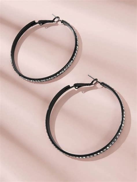 Rhinestone Decor Hoop Earrings 1pair Hoop Earrings Earrings Rhinestone