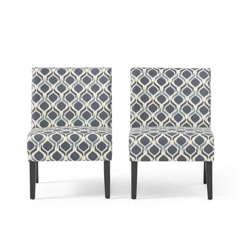 Kassi Contemporary Fabric Slipper Accent Chair Set Of 2 Blue Navy