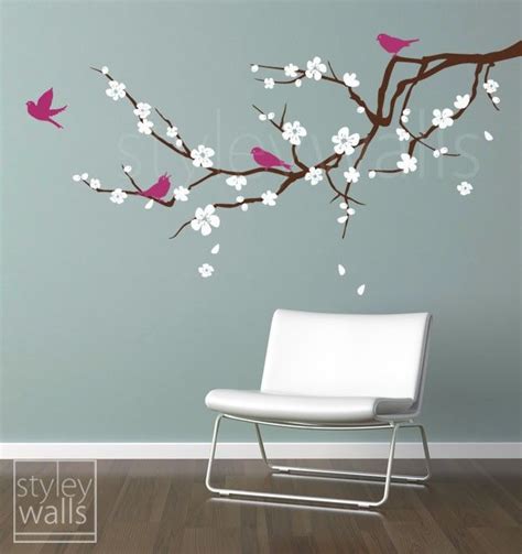 Cherry Blossom Branch Wall Decal Blossoming Cherry Tree Etsy Wall